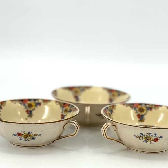 VTG Set-of-3 John Maddock Minerva Plaza Porcelain Dual Handel Soup Bowls - Picture 2 of 11